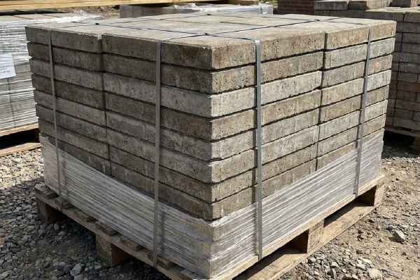 Stack of hydraulic precast concrete paving slabs, Dubai