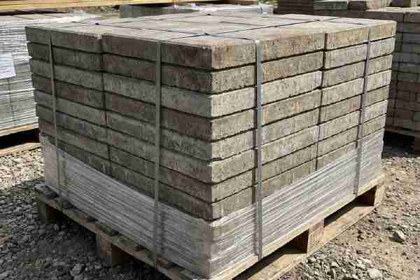 Stack of hydraulic precast concrete paving slabs, Dubai