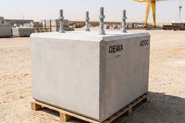 Precast RTA-type light pole foundation with anchor cage, UAE