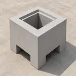 Square precast concrete catch basin with recessed top opening and side knockouts