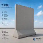 Precast T-wall with lifting anchors