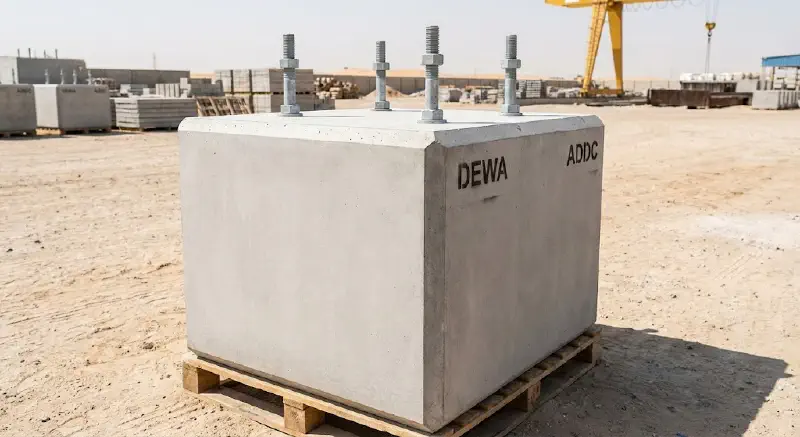 Precast RTA-type light pole foundation with anchor cage, UAE